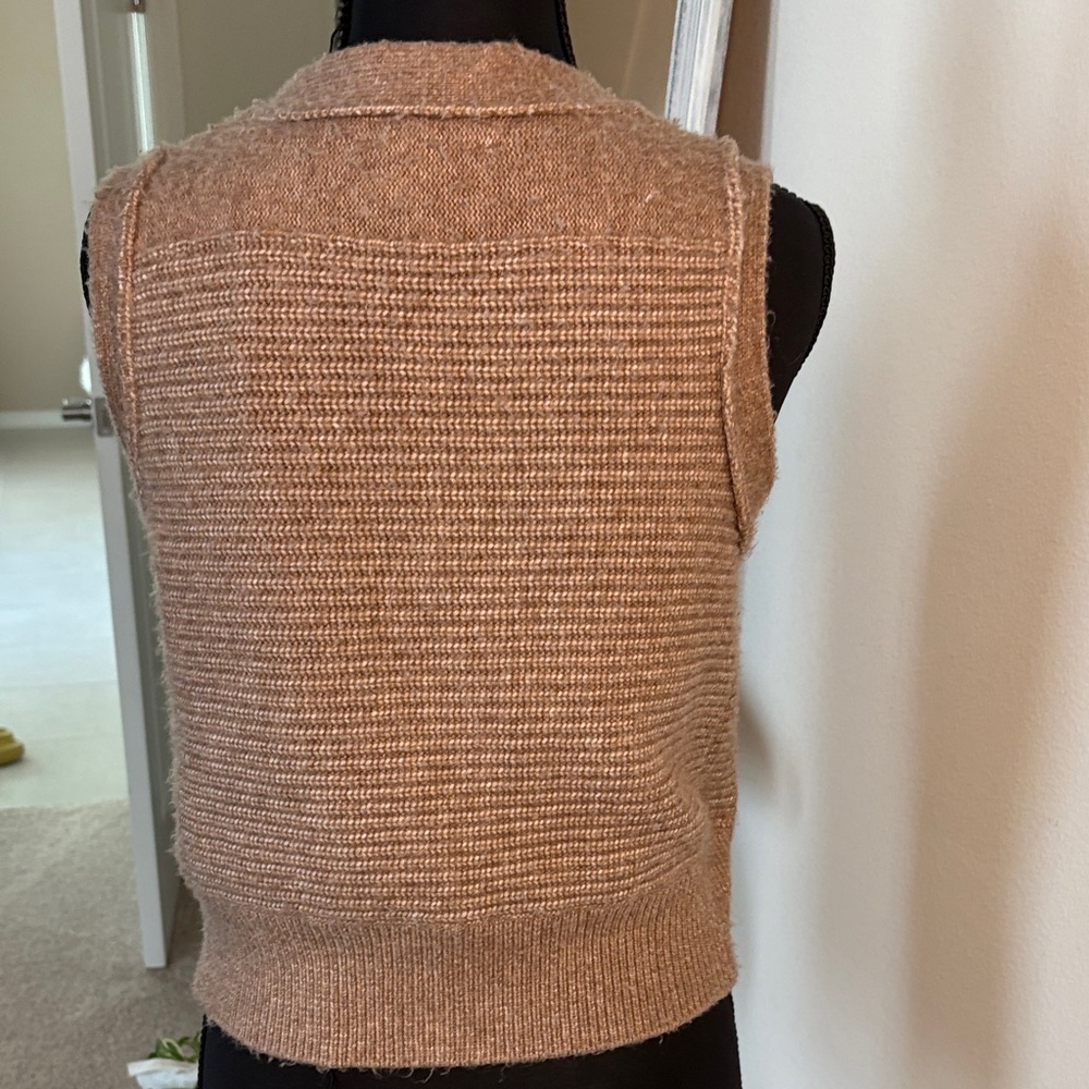 Women's Tan Sweater Vest - Picture 4 of 6
